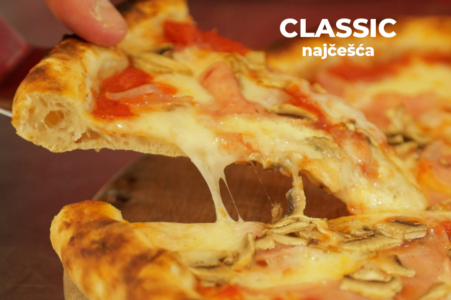 Classic pizza — presek testa